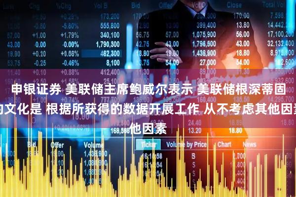 申银证券 美联储主席鲍威尔表示 美联储根深蒂固的文化是 根据所获得的数据开展工作 从不考虑其他因素