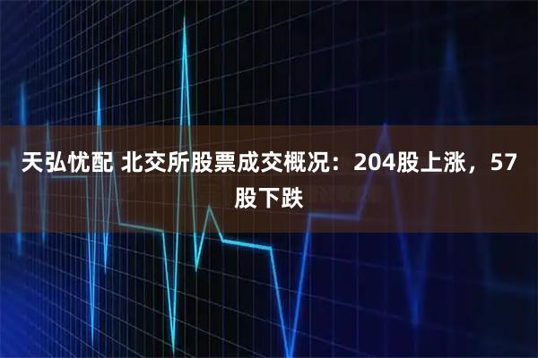 天弘忧配 北交所股票成交概况：204股上涨，57股下跌