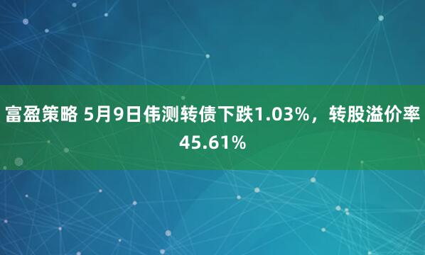 富盈策略 5月9日伟测转债下跌1.03%，转股溢价率45.61%